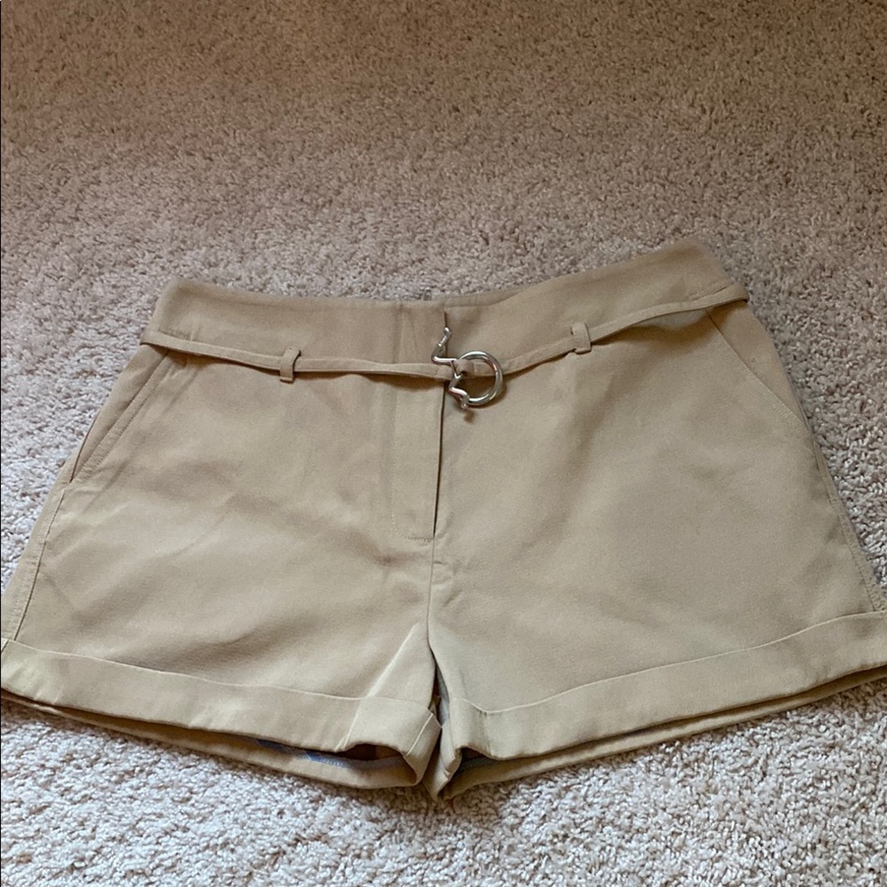 Ganni Tan High Waist Shorts with Tailored Design